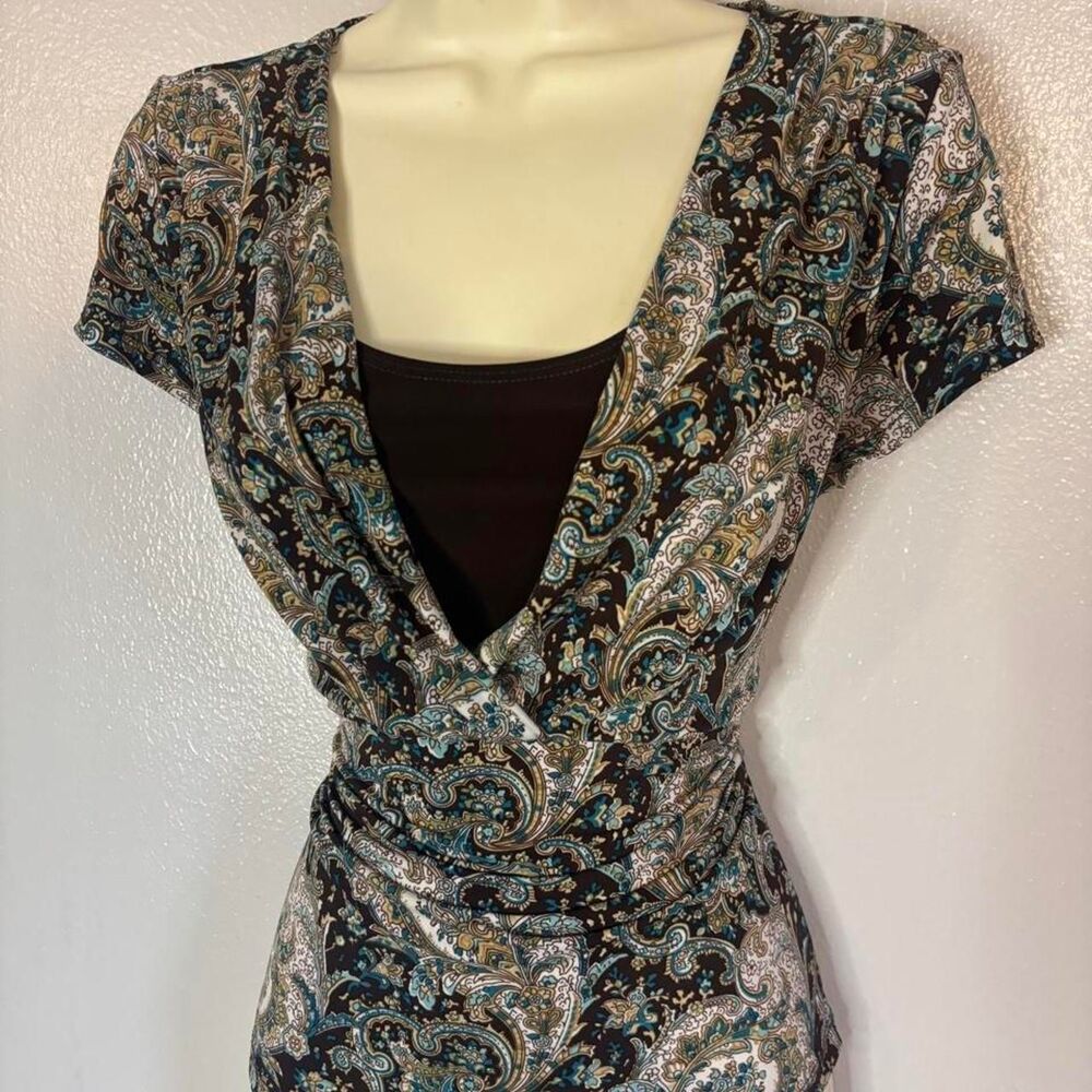Vintage Perception Concept Y2K Paisley Faux-Wrap Top Large